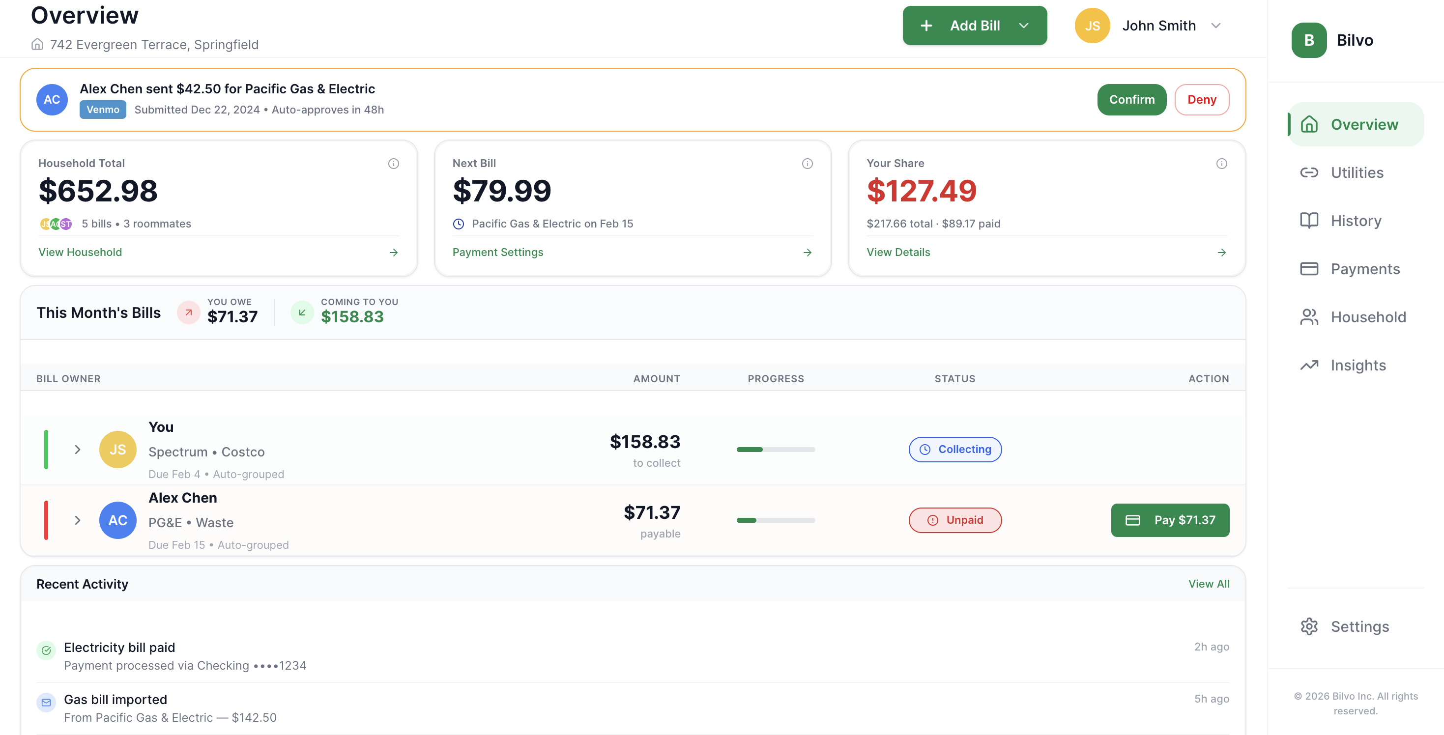 Bilvo Dashboard Preview